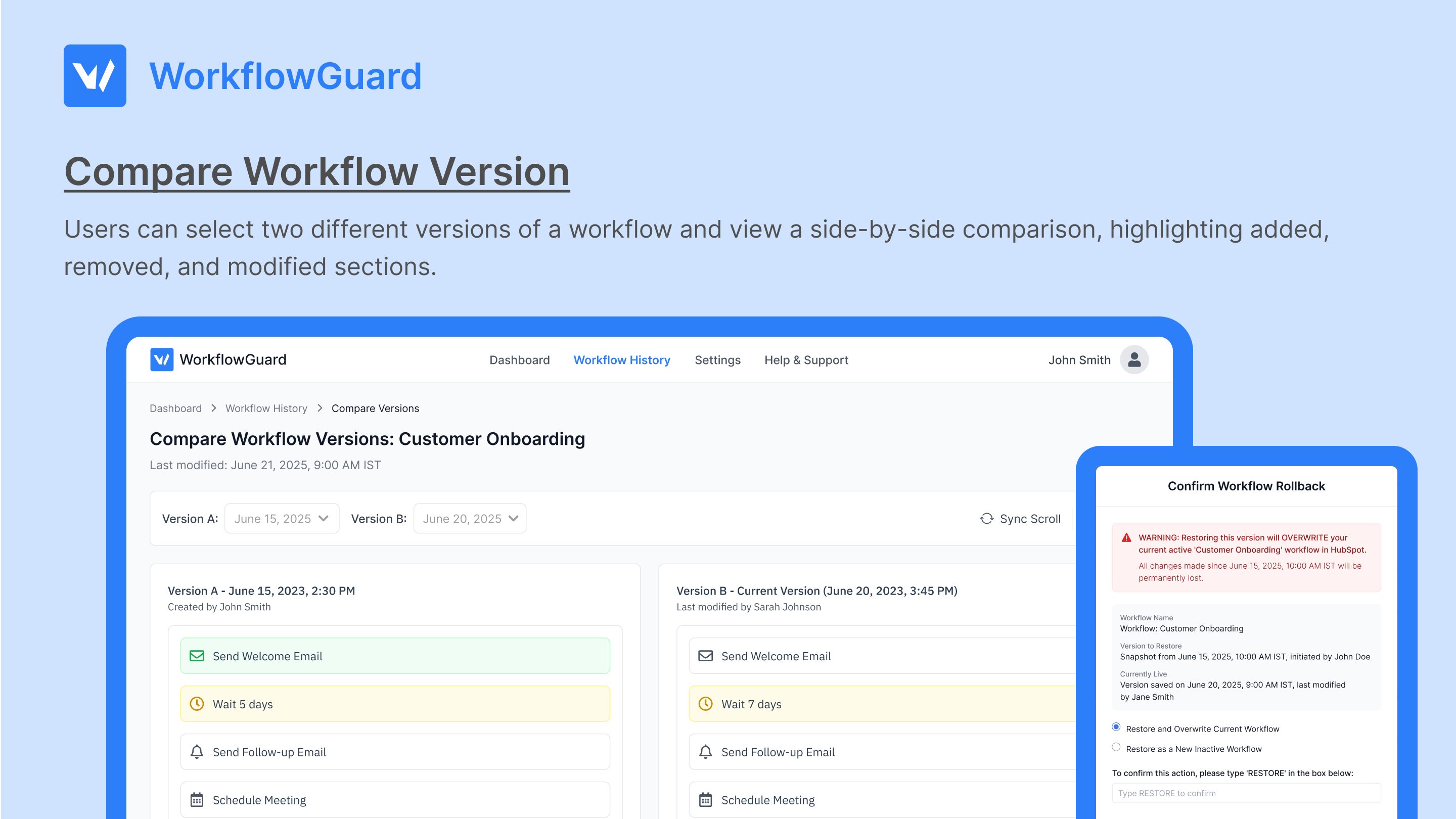 Compare Workflow Versions